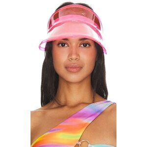 Eugenia Kim Micky Visor in Neon Pink One Size New Womens Plastic PVC Hat Sun